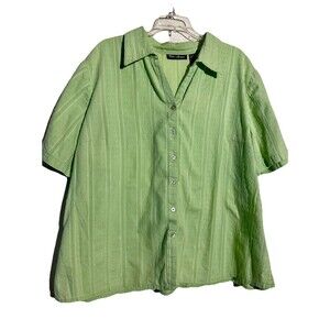 Light Green Club Collection Short Sleeve Button-Down Shirt, Size 2X